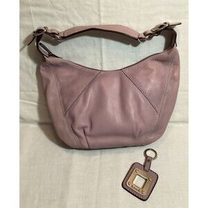 Tignanello Purple Leather Purse Handbag Matching Key Chain Beautiful For Spring